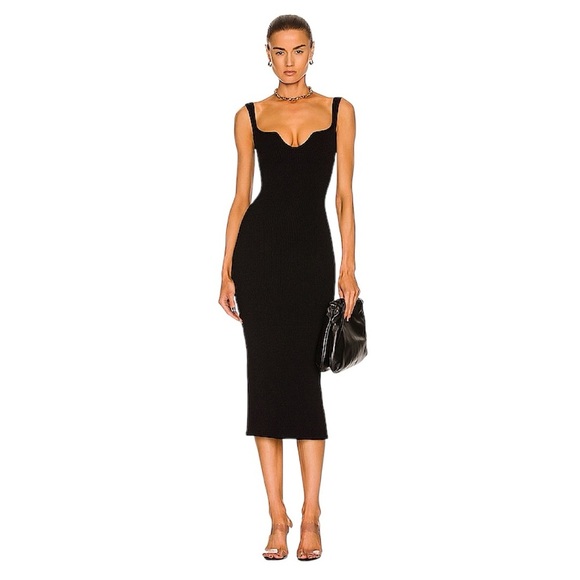 KHAITE Nina Sweetheart Rib-Knit Midi Bodycon Cocktail Dress - Picture 6 of 16